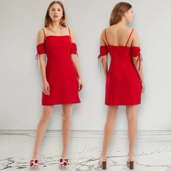 CLUB MONACO ELISABET Cold Shoulder Dress Red Size 2 - Picture 1 of 14